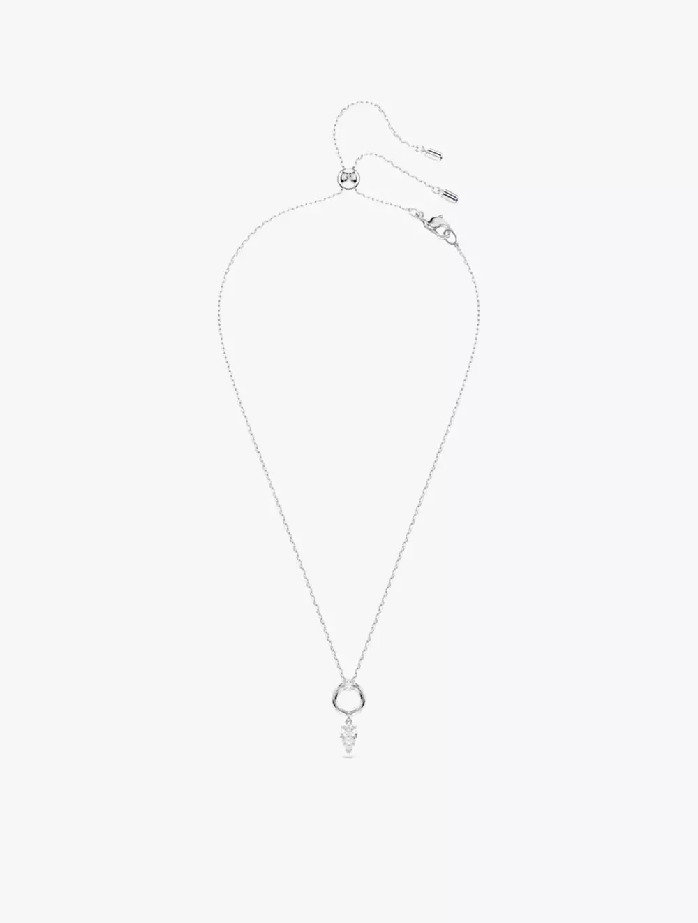 Mesmera pendant, Pear cut, White, Rhodium plated
