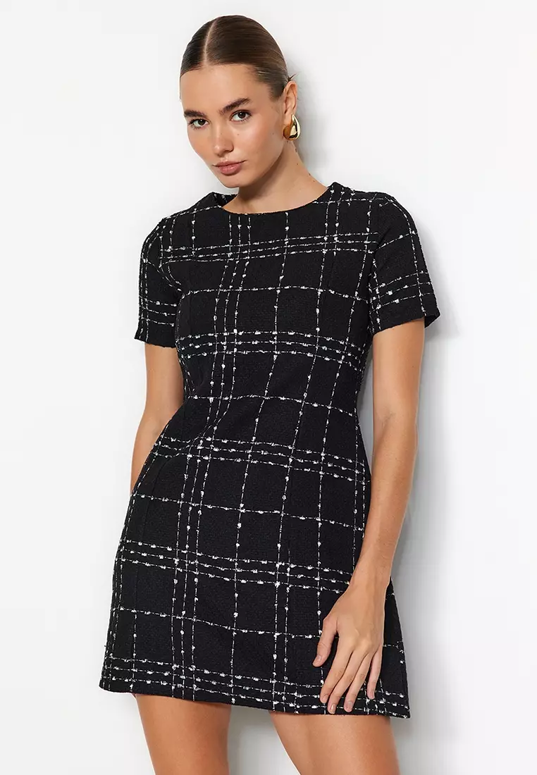 Straight Cut Mini Tweed Dress