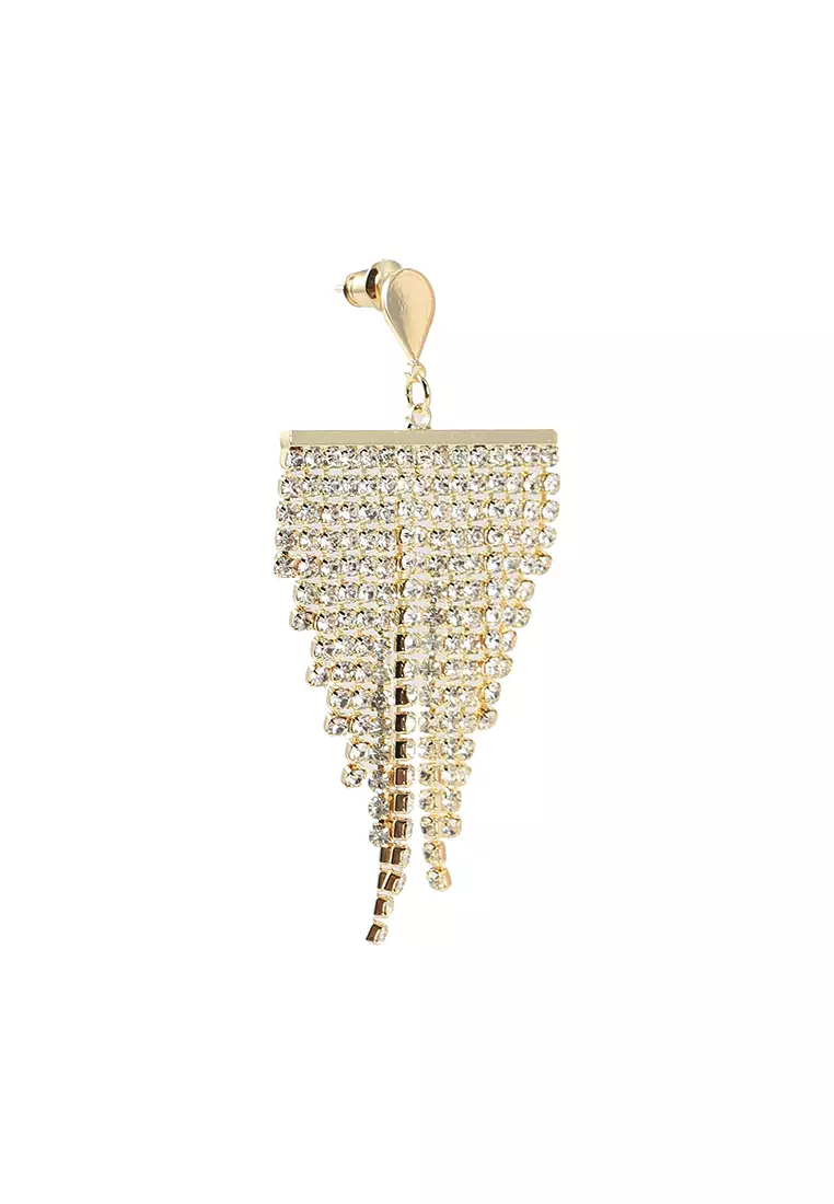Gold rhinestone dangle earrings hot sale
