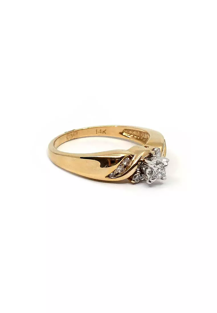 14K Italian Made Bicolor Gold Lady Ring with Diamonds