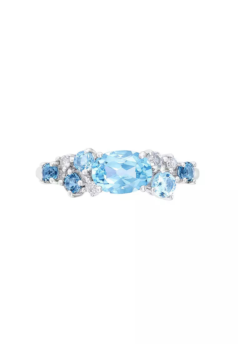 HABIB Chic Collection Blue Topaz Gemstone Diamond Ring in 375/9K White Gold 263190722(WG)