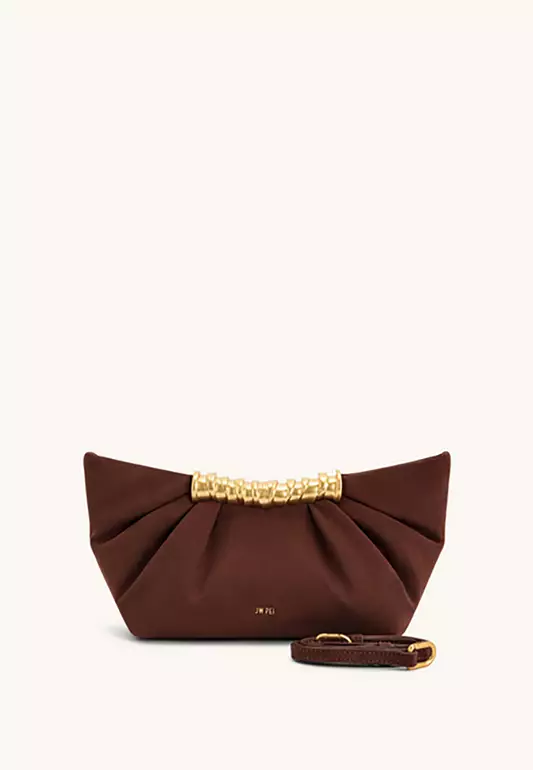 Leia Pleated Clutch - Brown