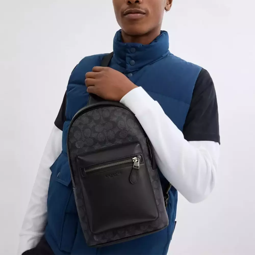 West Pack in Signature Canvas Charcoal Black