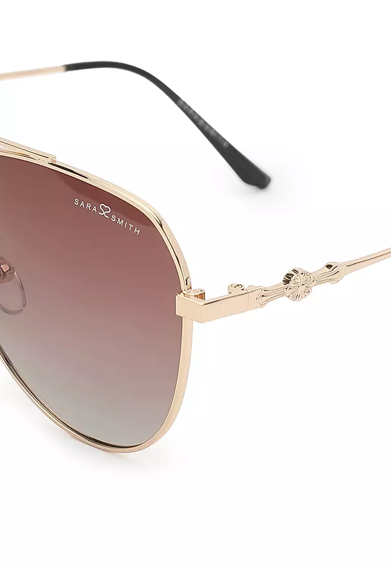 Unisex Polarized Aviator Sunglasses - Glossy Gold