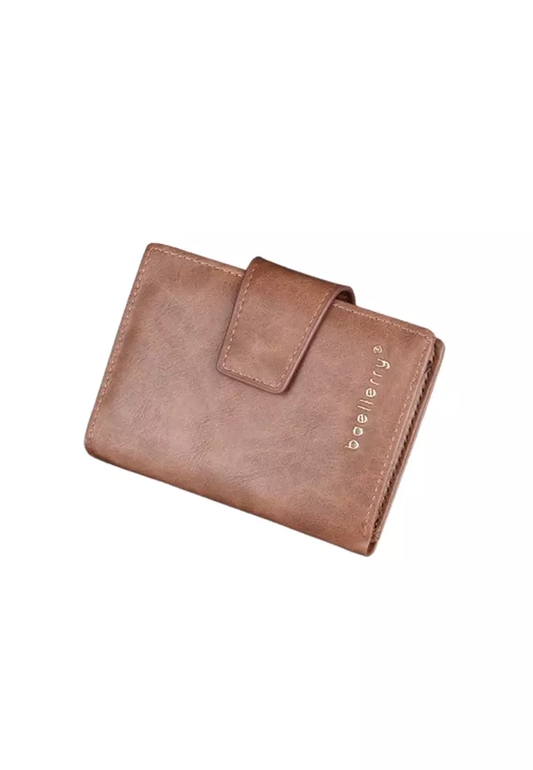 Dompet Pria Pendek Lipat Motif Polos Kulit PU Leather Premium Quality ORIGINAL - Light Brown