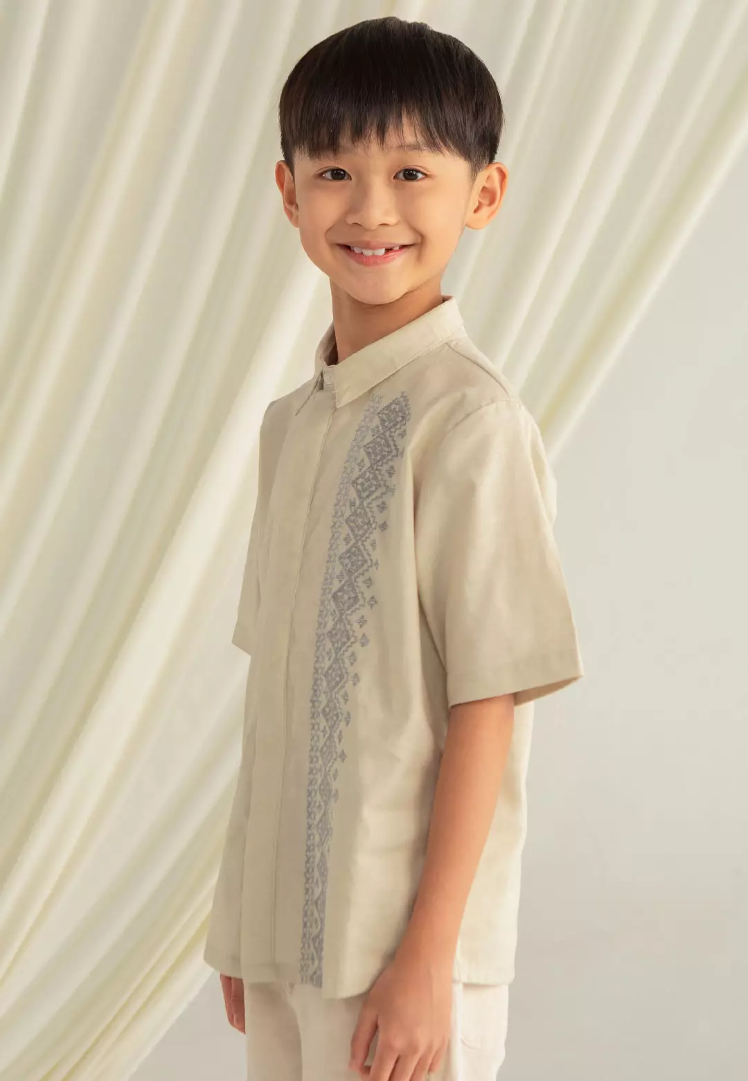 HijabChic Nayyan Ivory Koko Boy - Baju Koko Lebaran Anak Lak-Laki Motif Simple Kasual