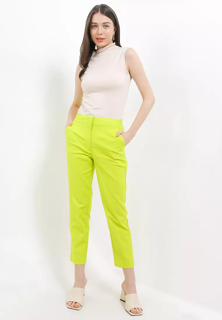 Cotton Blend Slim Fit Ankle Grazer Trousers