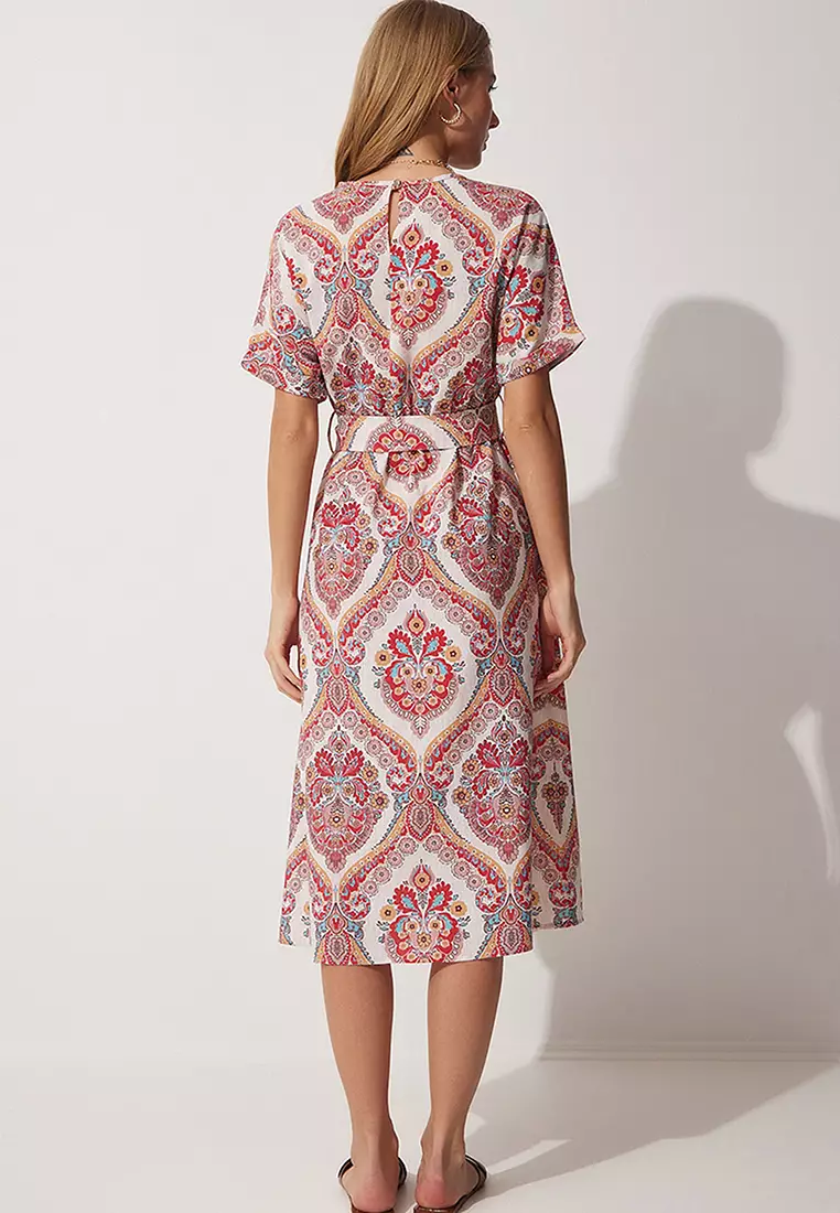 Patterned Belted Dress