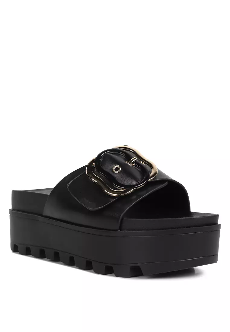 Black flatform hot sale sliders