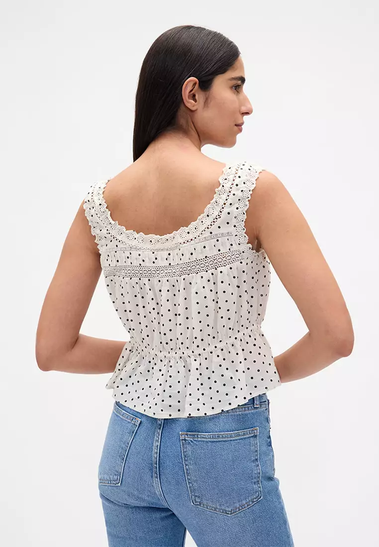 Lace-Trim Peplum Top