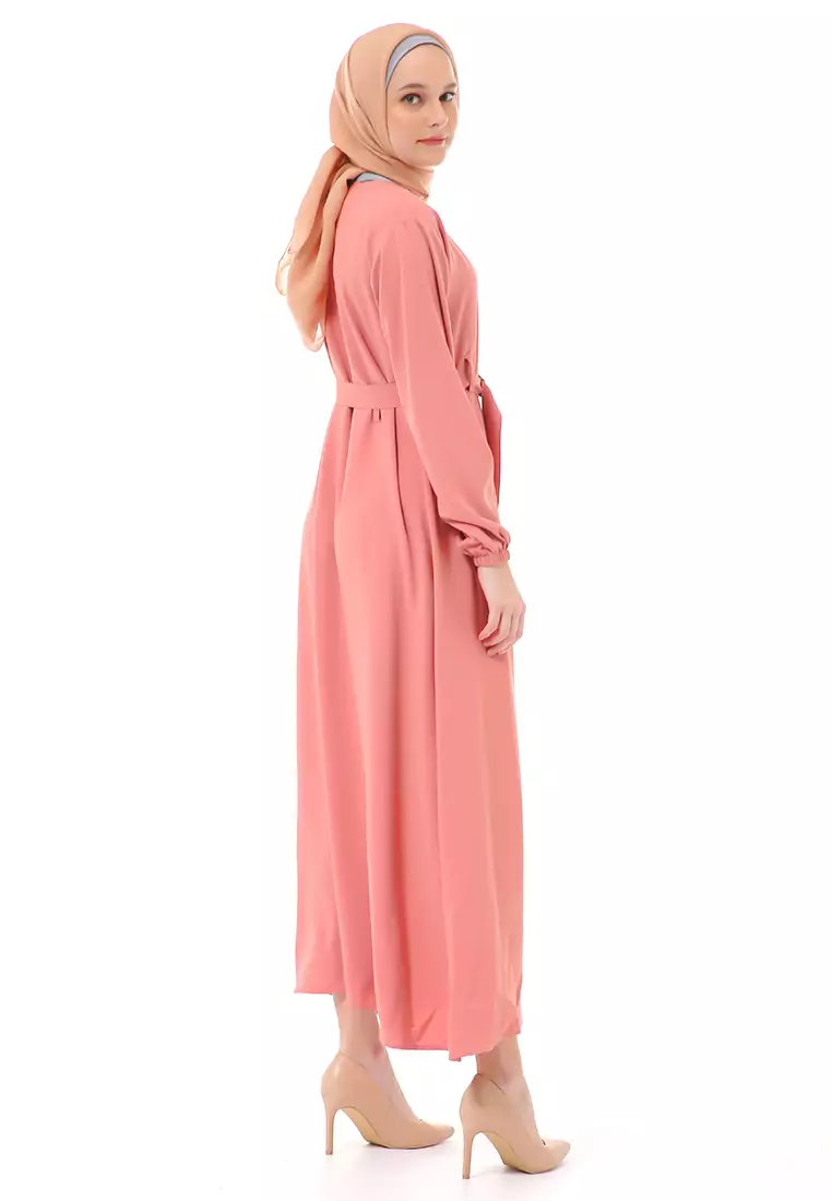 Nelly Gamis Dress Muslimah Wanita Long Sleeve Premium HIgh Quality - Dusty