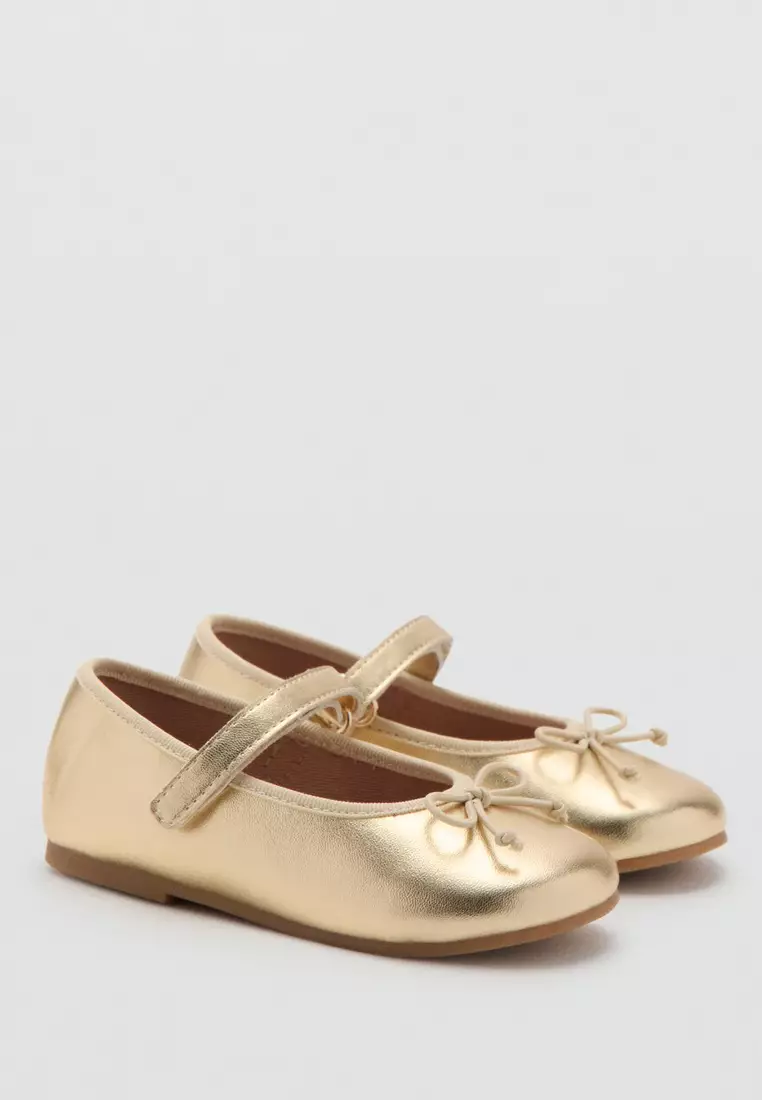 Metallic Bow Ballerina Flats