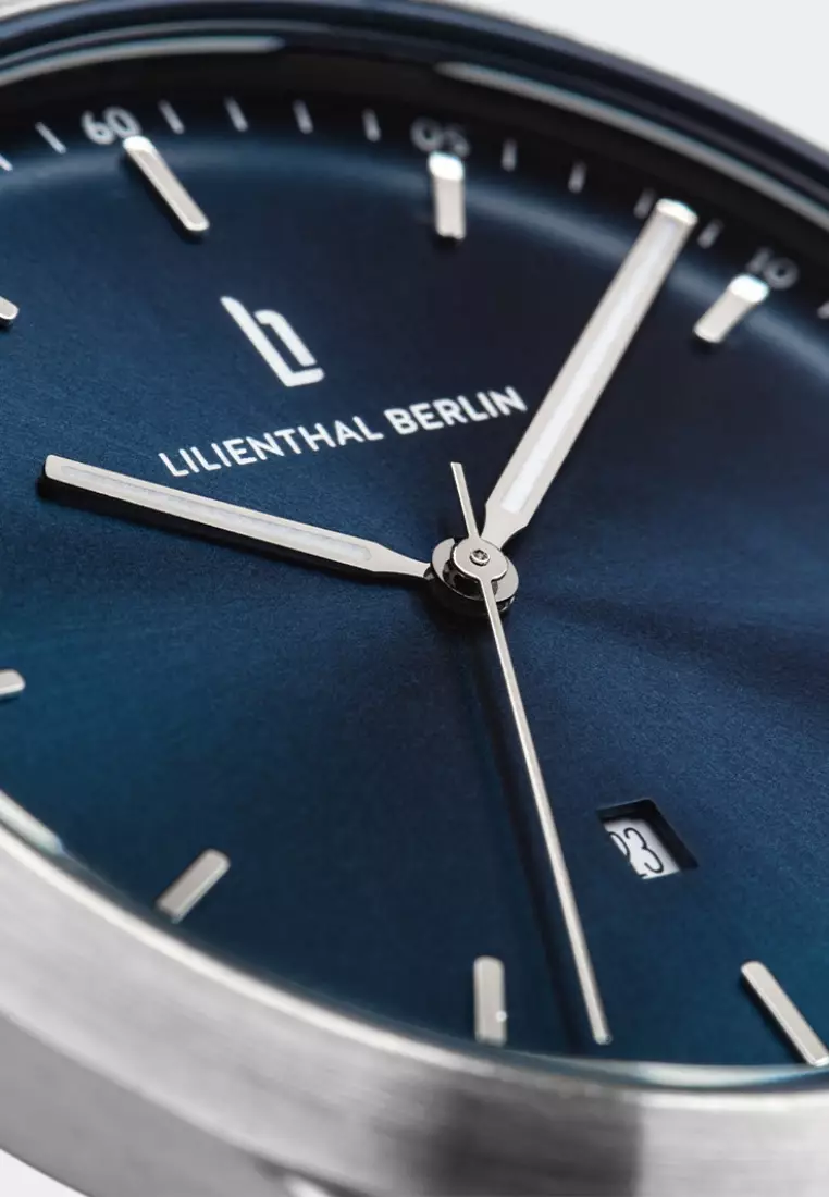 Huxley Silver Blue - Brown Leather Strap