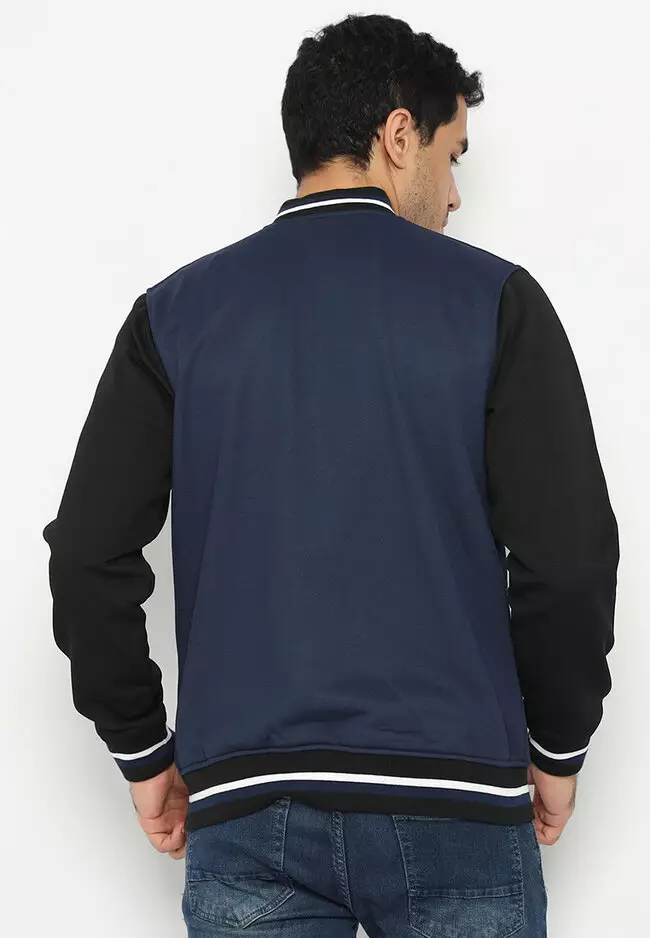Jaket Bomber Pria - Navy & Black