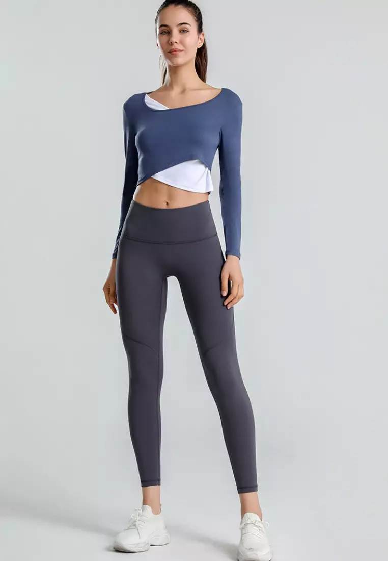 Flow Top – Women's 2-Tone Long Sleeve Crop Top for Gym & Activewear