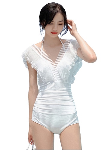 A-IN GIRLS white Sexy Gauze One-Piece Swimsuit 0D819USCB0B357GS_1