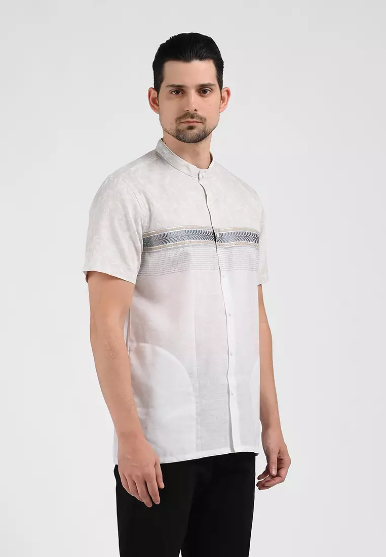 MOC Kemeja Koko Lengan Pendek Pria FOLHA-WHITE
