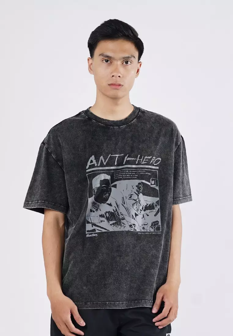 Moutley Men's T-Shirt Short Sleeve Oversized Fit Cotton 16s Anti Hero OL-210725