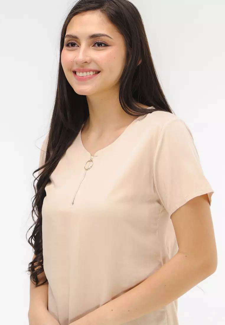 Soft Linen Woven Short Sleeves Blouse