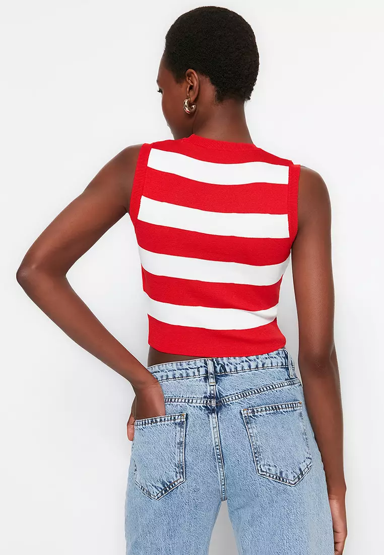 Crop Striped Knit Top