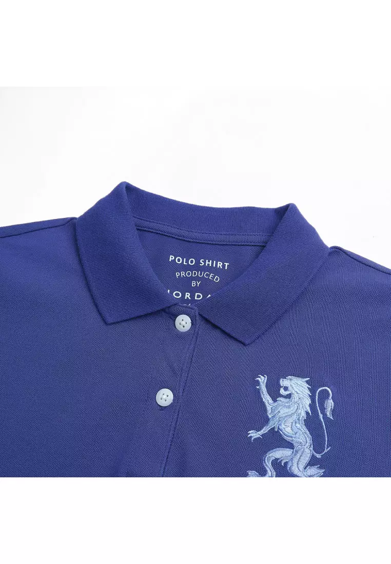 Men's Lion Embroidery Slim Short Sleeve Polo 01016222