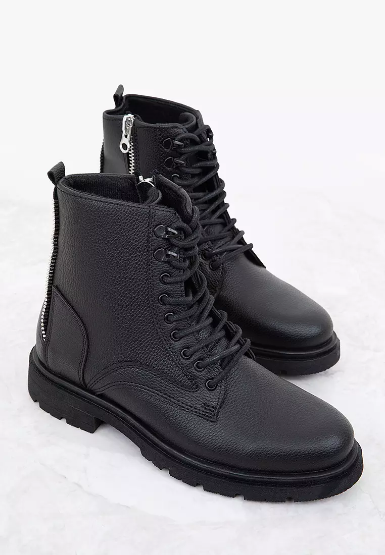 Round Toe Combat Boots