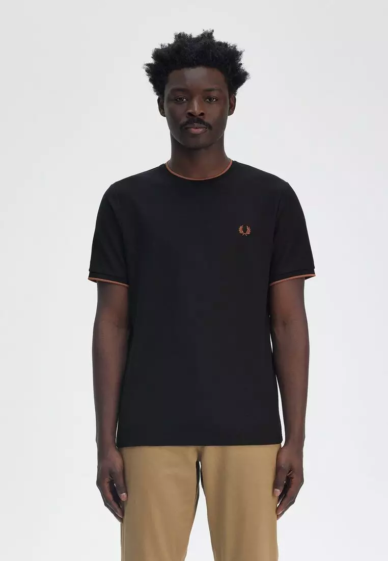 【FRED PERRY】CREPE PIQUE T-SHIRT M8585 Crepe Piqué T-Shirt - Ecru | Men's T-Shirts | Designer T