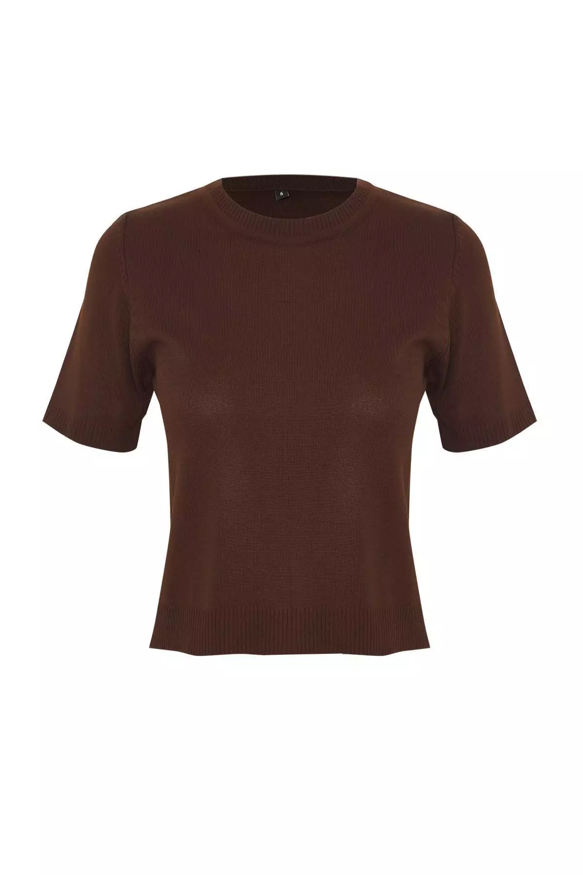 Brown Stone Detailed Soft Textured Double Knitwear Cardigan Blouse