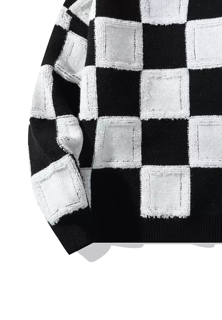 Square Knit Sweater - White/Black