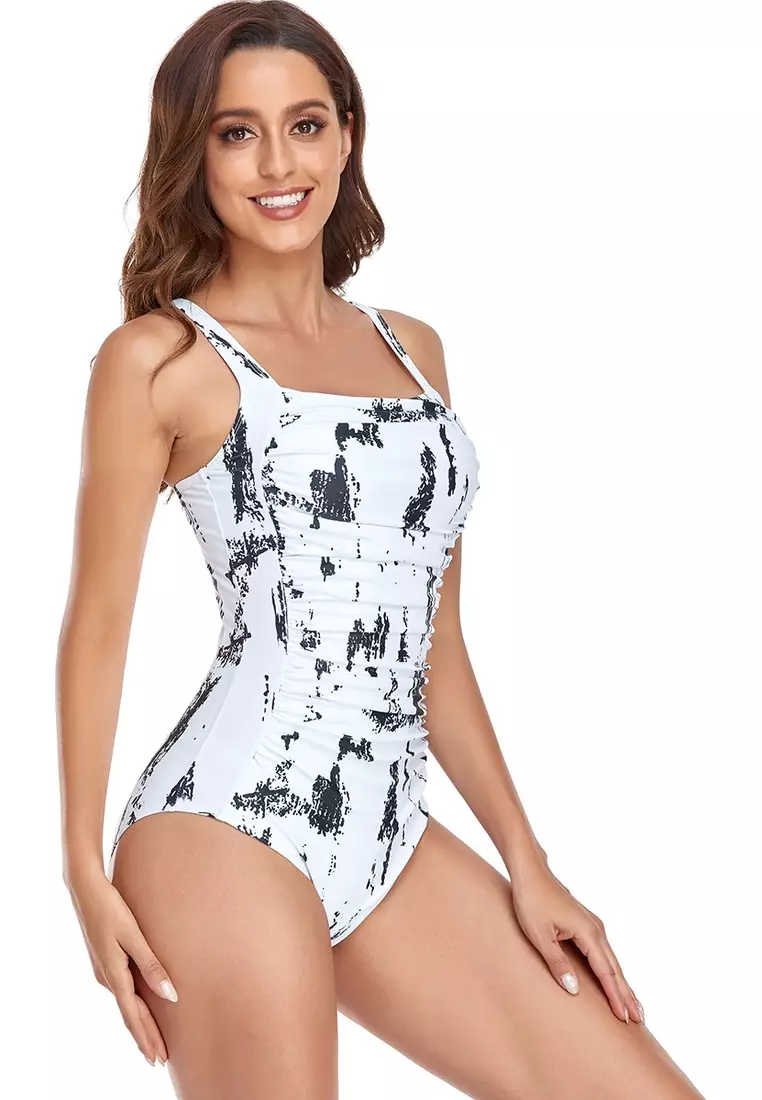 Lucky Brand Shoreline Chic Plunging Strappy-Back One-Piece Swimsuit - Macy's