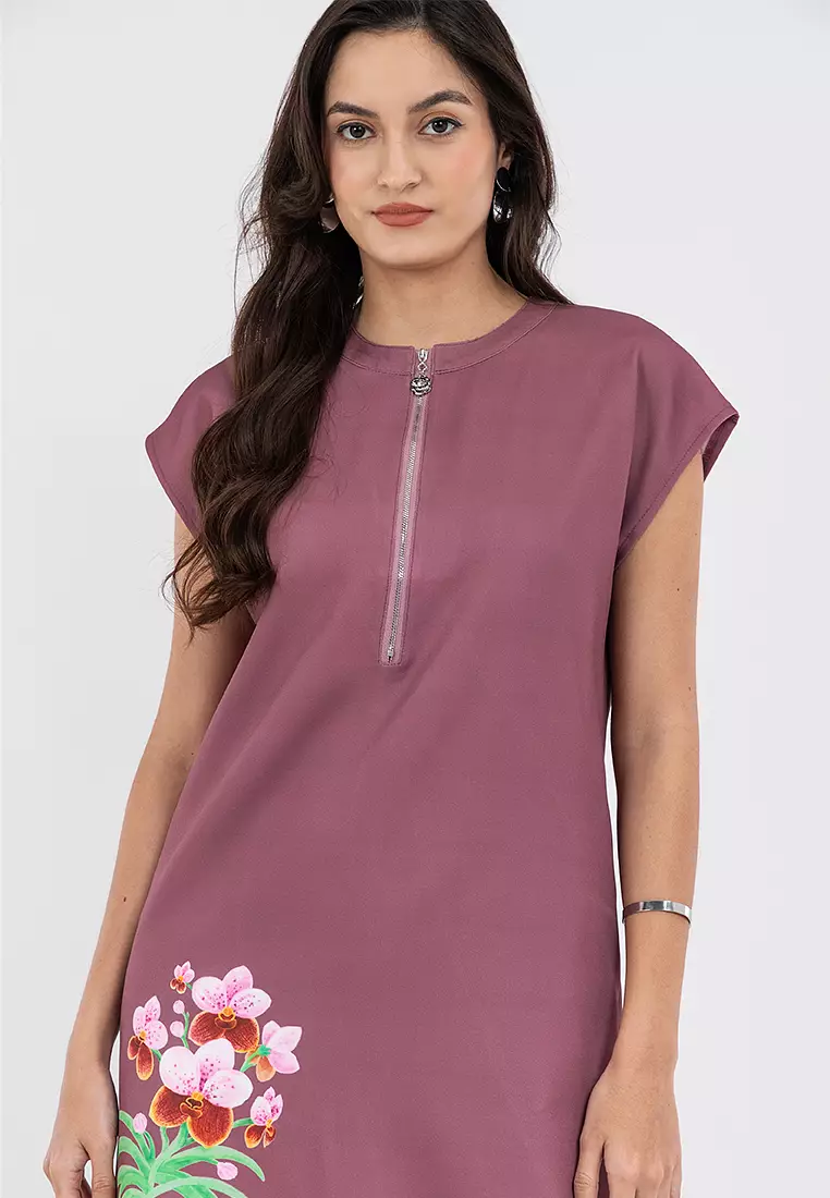 DAYLINE Zip Up Filipiniana Dress with Print