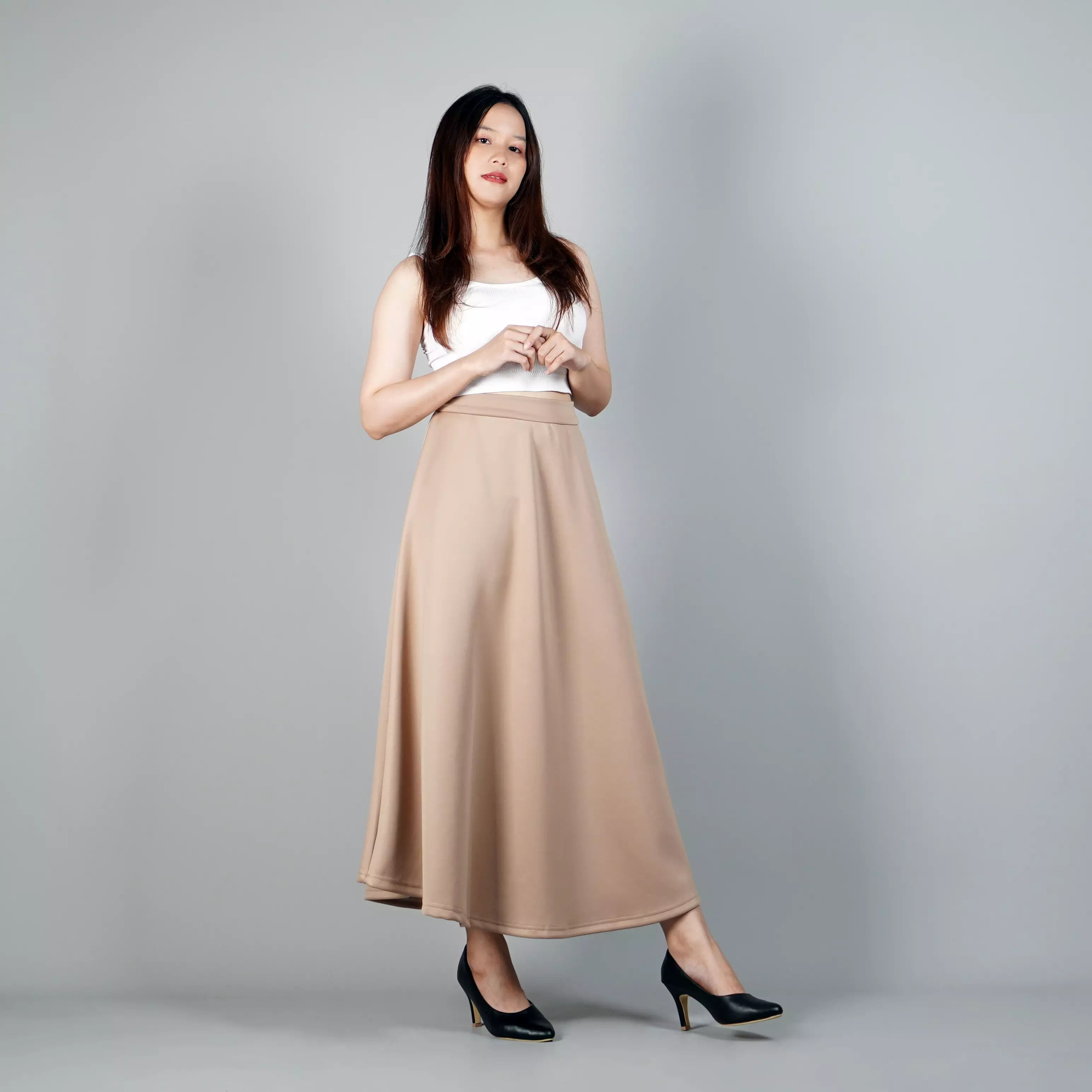 RACHEL Rok Wanita Maksi Gaya Korea Rok Maksi Maxi Skirt Flare Skirt - COKSU