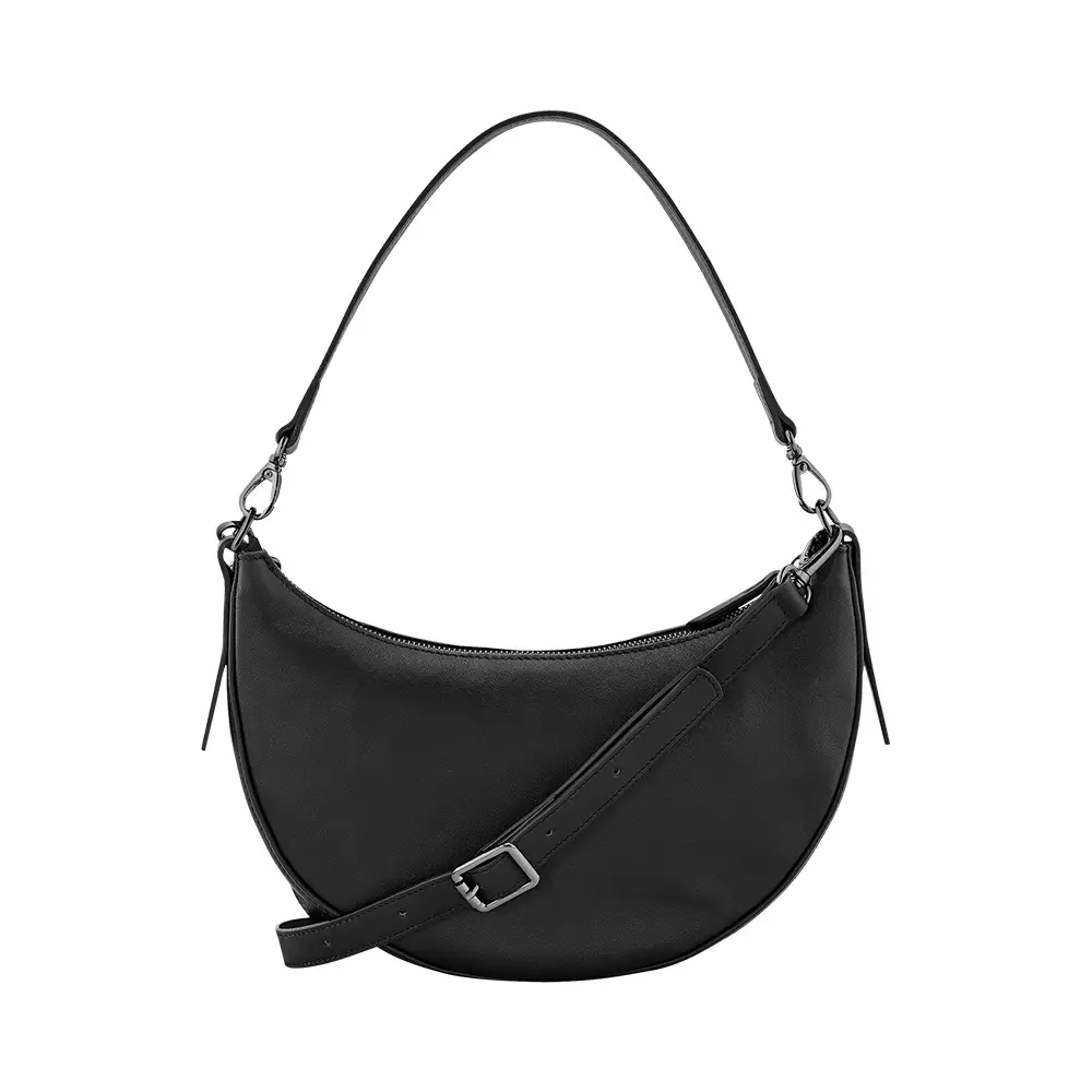 3D Small Half Moon Crossbody Bag Black