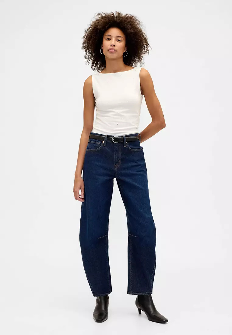 Sleeveless Boat Neck Velour Tank Top
