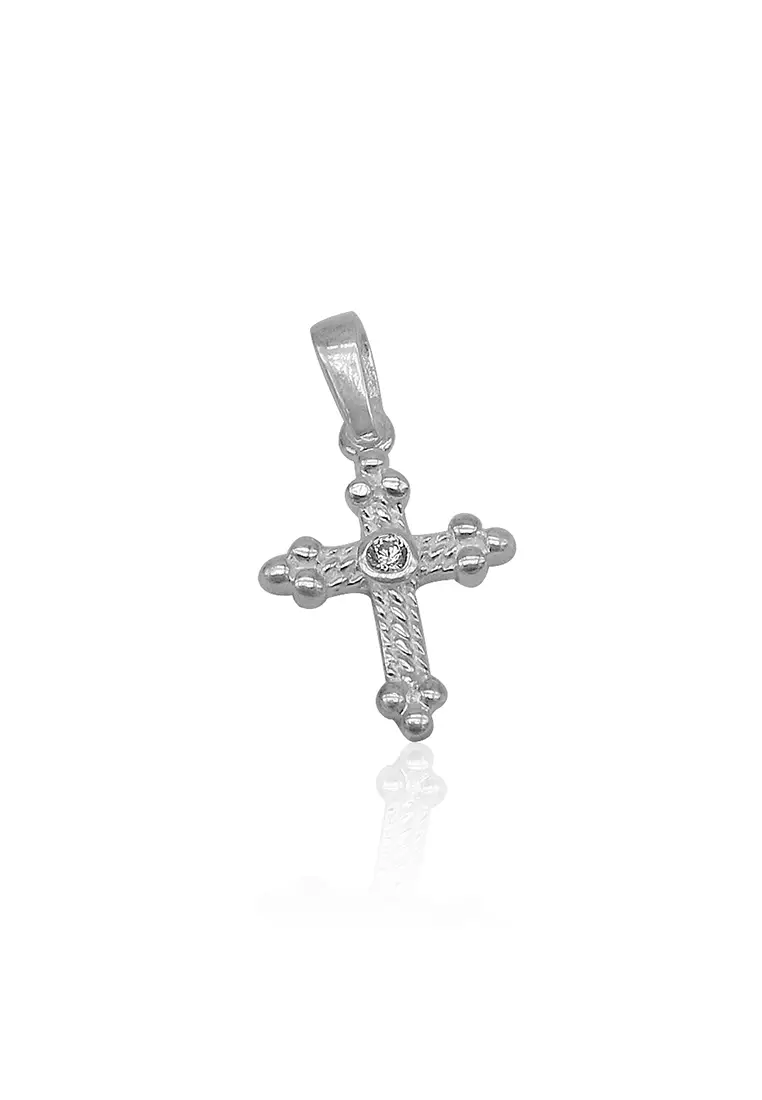 Buy Silverworks Club Edge Cross Charm with Round Zirconia in