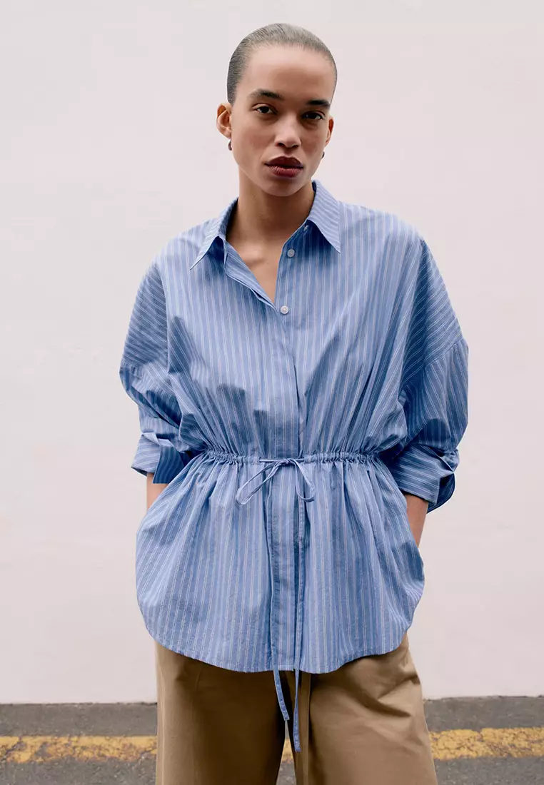 Cotton Poplin Drawstring Shirt