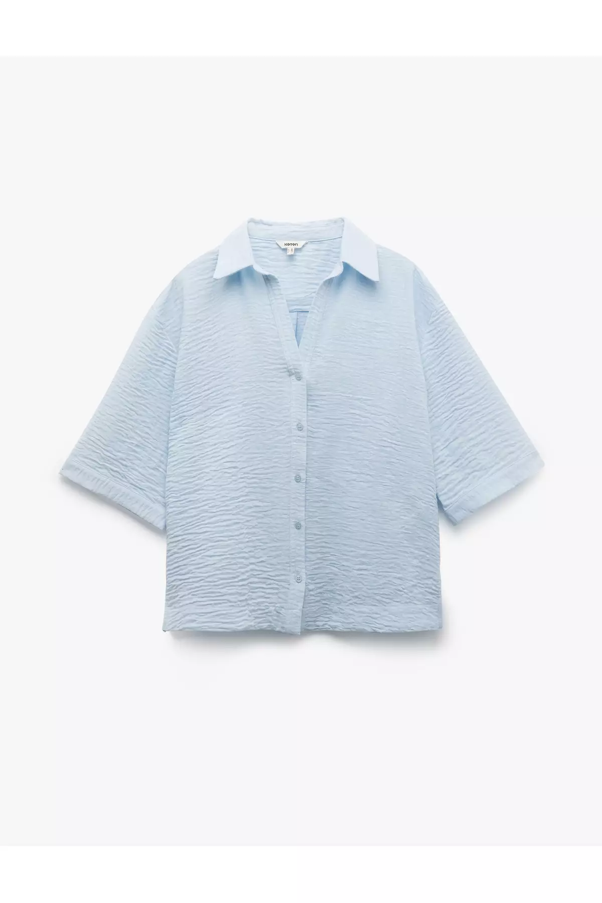 Classic Collar Elbow Length Short Sleeve Oversize Shirt