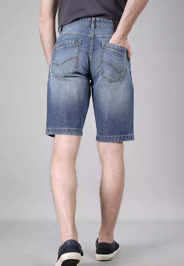 LGS Celana Pendek Jeans Pria Washed Biru Slim Fit JSS.499.P079.A659.C