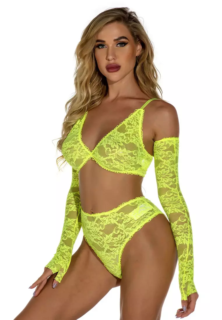 LYCKA LDB4147-Lady Two Piece Sexy Bra and Panty Lingerie Pajamas Sets  (Yellow) 2024, Buy LYCKA Online