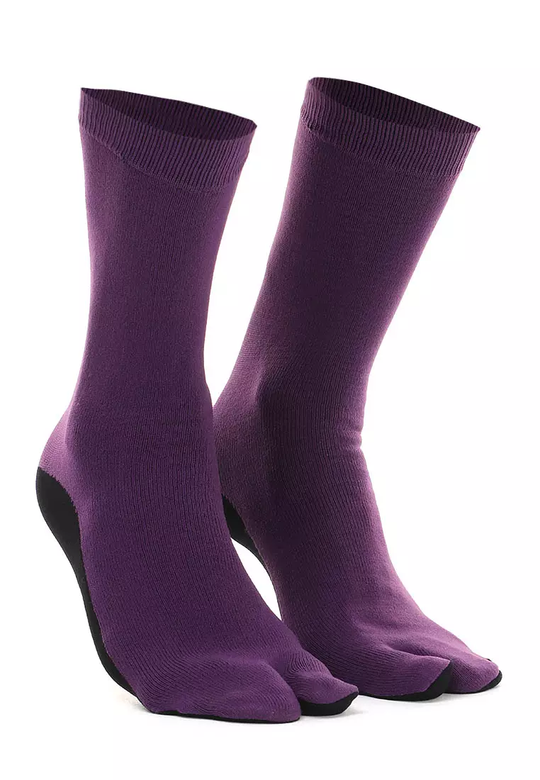 Nercyla Kaos Kaki Wanita Toe Socks Two Tone Casual Footwear Material Spandex ORIGINAL - Purple