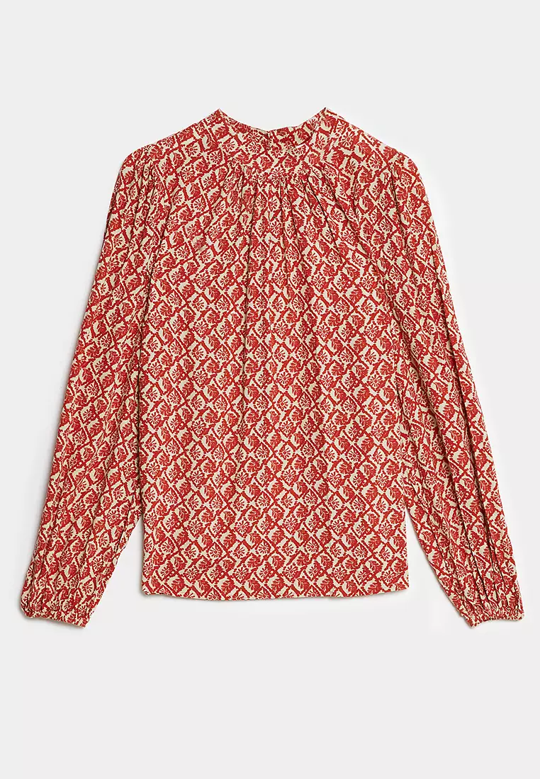 Printed High Neck Blouse
