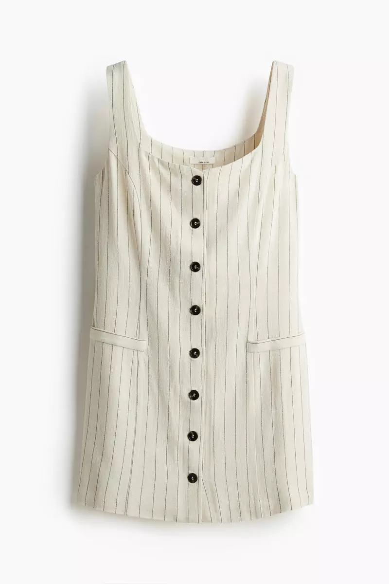 Sleeveless linen-blend dress