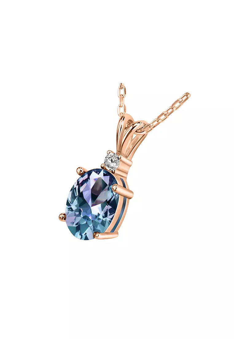 [ Alexandrite Collection ] Simply Printessa Alexandrite Pendant Silver S925 RG - Kalung by Her Jewellery