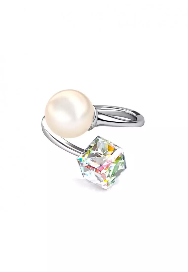 Pearl Cube Ring - Cincin Crystal Swarovski® By Her Jewellery