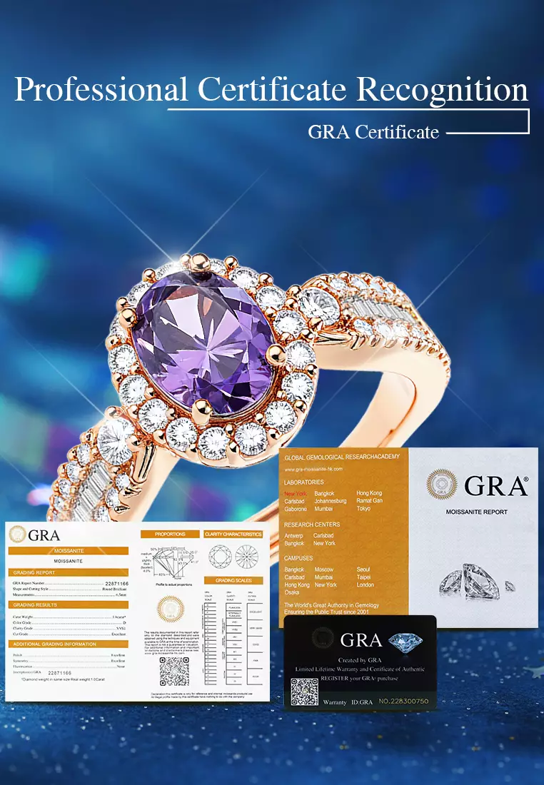 Cincin Wanita Berlian Batu Permata Ungu Korea Fashion Cewek Tunangan Rings Anti Pudar