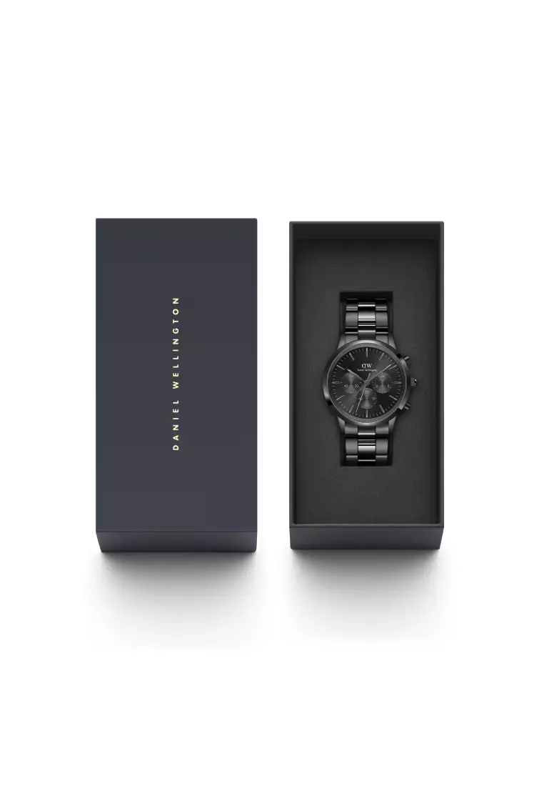 Iconic Chronograph 計時錶 42mm 黑色 DW手錶 - 男士手錶 - 男錶 不銹鋼錶帶
