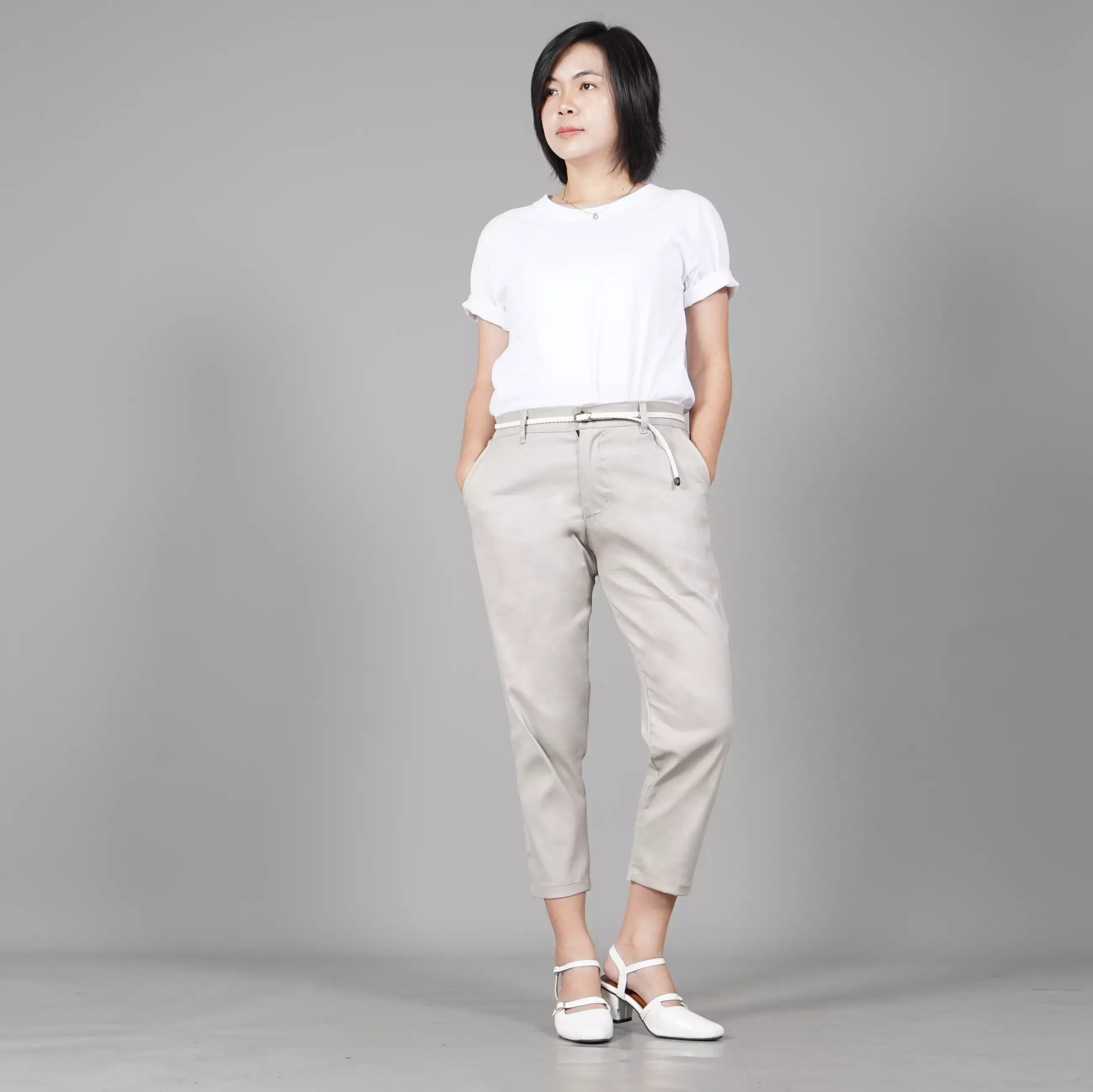  AURORA Celana Wanita Earth Tone Color Celana 3/4 Wanita - KREM