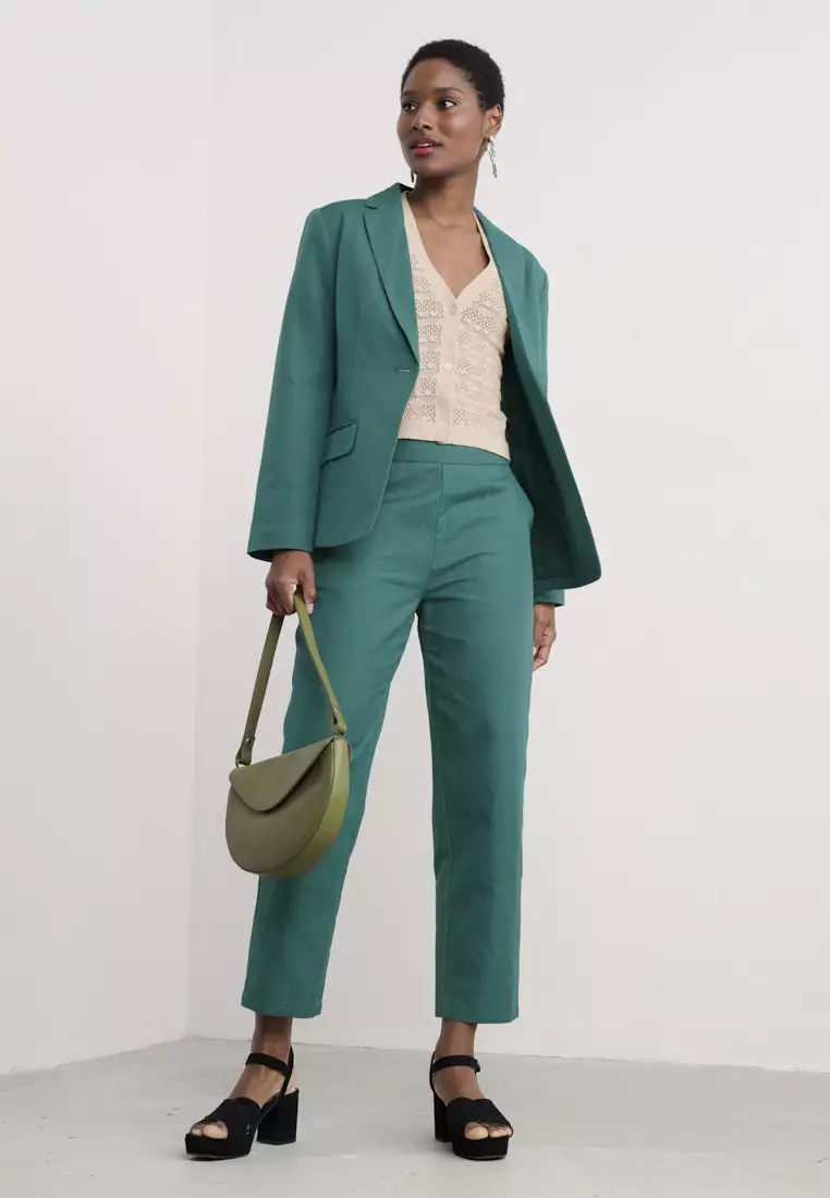 Seasalt Cornwall Green Westlin Straight Leg Suit Trousers