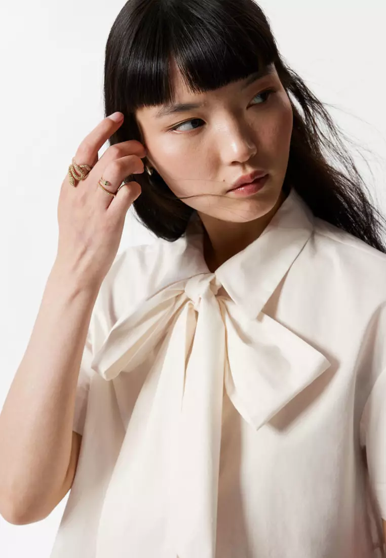 Short-Sleeve Asymmetric Blouse