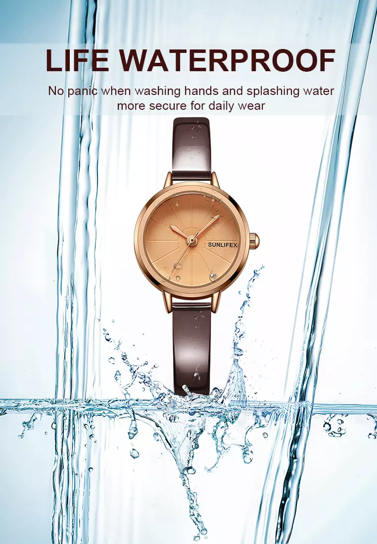 Jam Tangan Wanita Korea Retro Mini Dial Kasual Tali Kulit Jam Tangan Cewek Original brown